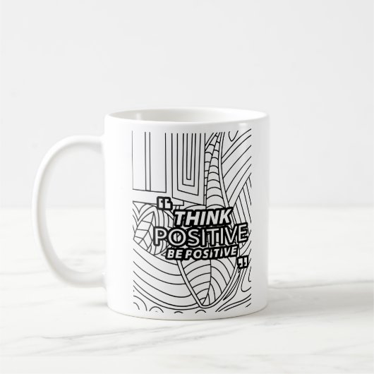 Think Positive – Motivational Line Art Mug Koffiemok (Links)