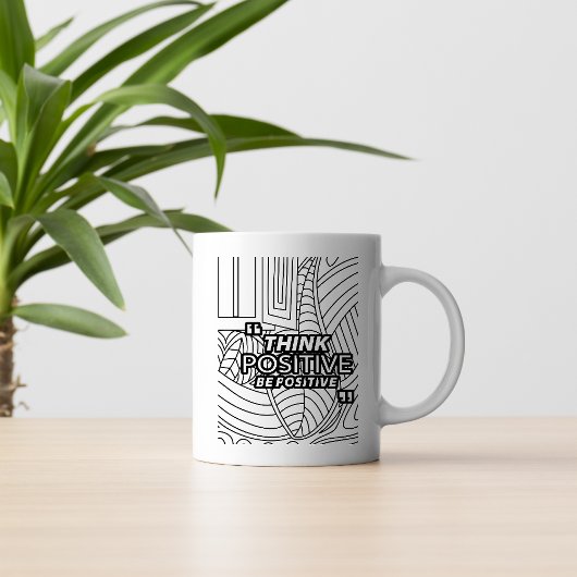 Think Positive – Motivational Line Art Mug Koffiemok