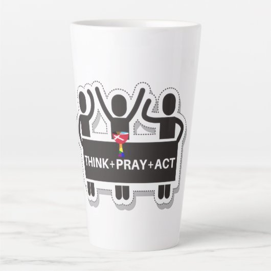 Think+Pray+Act Latte Mug Mok (Voorkant)
