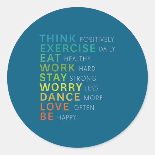 Think Sitive Affirmation Insrational Motivational  Ronde Sticker (Voorkant)