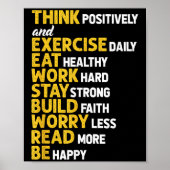 Think Sitively Exercise Daily Gym Workout Motivati Poster (Voorkant)
