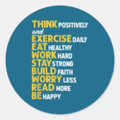 Think Sitively Exercise Daily Gym Workout Motivati Ronde Sticker (Voorkant)