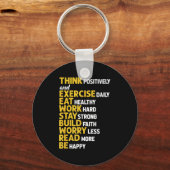 Think Sitively Exercise Daily Gym Workout Motivati Sleutelhanger (Voorkant)