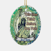 Think Vote Liberty aangepaste naam Keramisch Ornament (Rechts)