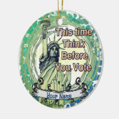 Think Vote Liberty aangepaste naam Keramisch Ornament (Links)