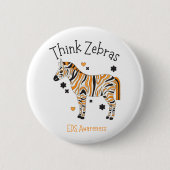 "Think Zebras" Ehlers Danlos Syndrome Button (Voorkant)