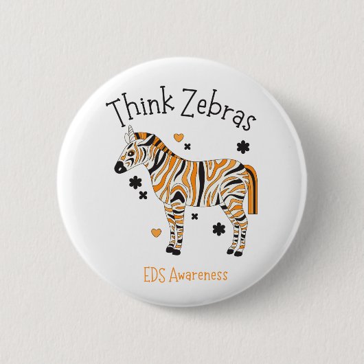 "Think Zebras" Ehlers Danlos Syndrome Button (Voorkant)