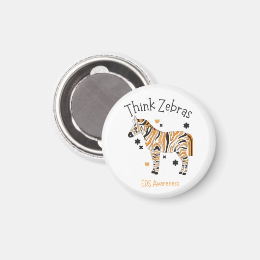 "Think Zebras" Ehlers Danlos Syndrome Button Magneet (Voorkant / Achterkant)