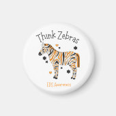 "Think Zebras" Ehlers Danlos Syndrome Button Magneet (Voorkant)