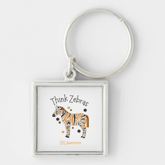 "Think Zebras" Ehlers Danlos Syndrome Button Sleutelhanger (Voorkant)