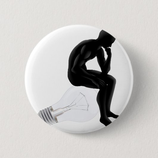 Thinker op zoek naar een idee ronde button 5,7 cm (Voorkant)