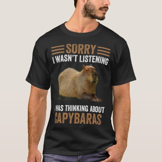 Thinking About Capybaras Capybara Gnawer Humor T-shirt (Voorkant)