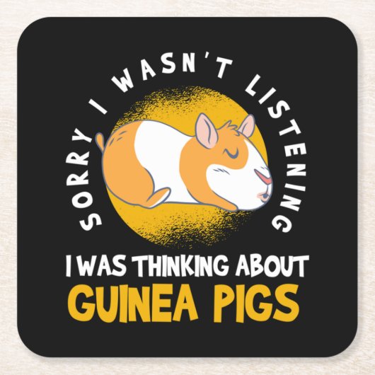 Thinking about Guinea Pig Cavy Roddent Kartonnen Onderzetters (Voorkant)