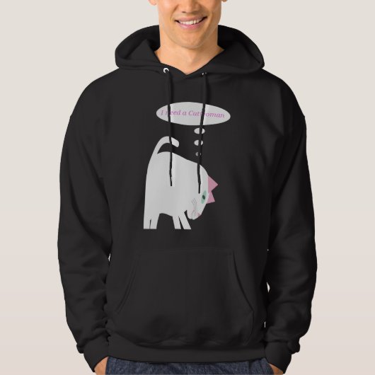 Thinking Cat Volwassenen Pullover Hoodie (Voorkant)