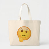 Thinking Face Emoji Grote Tote Bag (Voorkant)