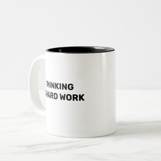 Thinking Is Hard Work™ Beverage Mug Tweekleurige Koffiemok (Voorkant links)