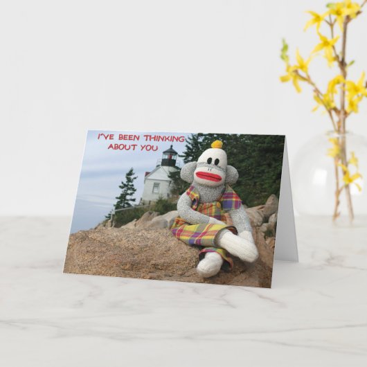 Thinking Monkey Friendship Kaart (Gele Bloem)