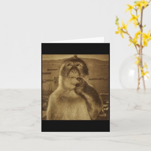 Thinking Monkey Meme Vintage Retro  Kaart (Gele Bloem)