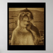 Thinking Monkey Meme Vintage Retro  Poster (Voorkant)