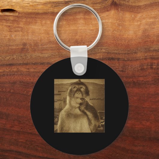 Thinking Monkey Meme Vintage Retro  Sleutelhanger (Voorkant)