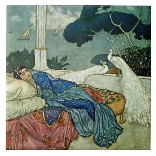 "Thinking of Lady Yang" van Edmund Dulac Tegeltje (Voorkant)