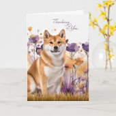 Thinking of You Akita Dog Flowers Kaart (Gele Bloem)