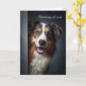 Thinking of You Australian Shepherd Kaart (Gele Bloem)