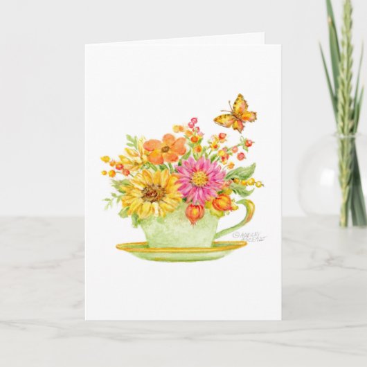 Thinking of You Autumn Teacup Beautiful Day Card Kaart (Voorkant)