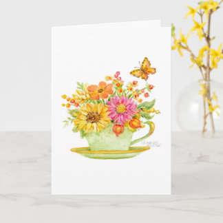 Thinking of You Autumn Teacup Beautiful Day Card Kaart