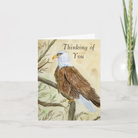 Thinking of You Bald Eagle Watercolor Kaart (Voorkant)