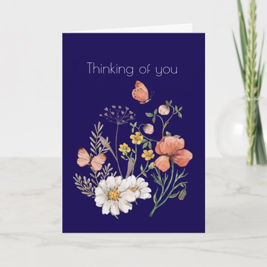 Thinking of You Botanical Wildflower Flower Boho Feestdagen Kaart (Voorkant)