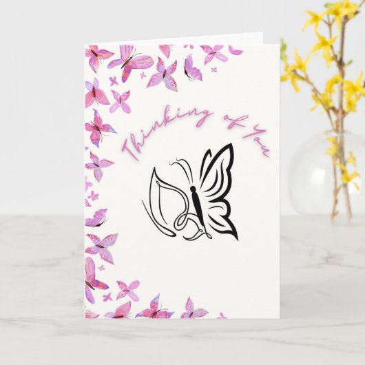 Thinking of You Butterfly Kaart (Gele Bloem)