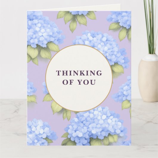 Thinking of You Card | Blue Hydrangea Floral Kaart (Voorkant)