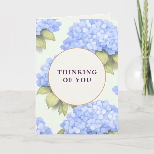 Thinking of You Card | Blue Hydrangea Floral Kaart (Voorkant)