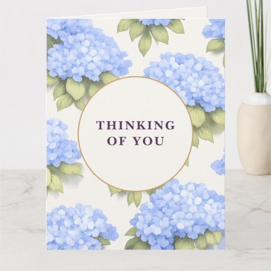 Thinking of You Card | Blue Hydrangea Floral Kaart (Voorkant)