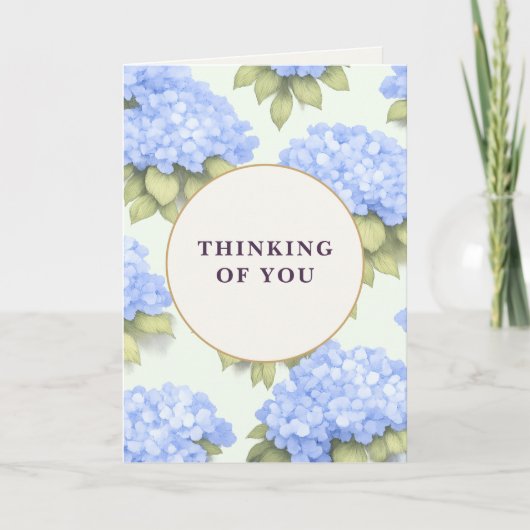 Thinking of You Card | Blue Hydrangea Floral Kaart (Voorkant)