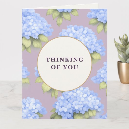 Thinking of You Card | Blue Hydrangea Floral Kaart (Kleine Plant)