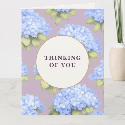Thinking of You Card | Blue Hydrangea Floral Kaart (Voorkant)