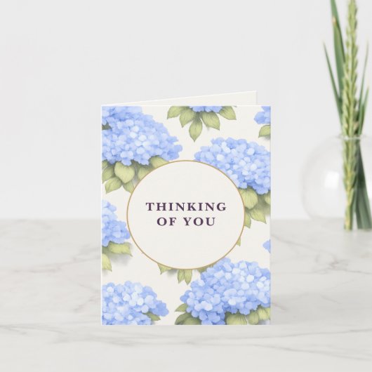 Thinking of You Card | Blue Hydrangea Floral Kaart (Voorkant)