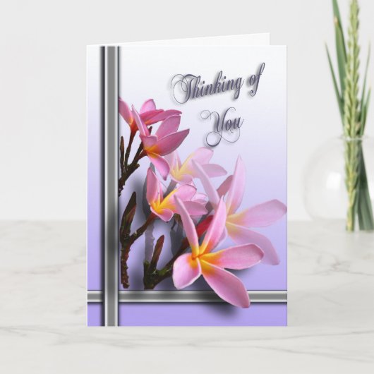 Thinking of you card - Pink Frangipani Kaart (Voorkant)