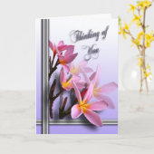 Thinking of you card - Pink Frangipani Kaart (Gele Bloem)