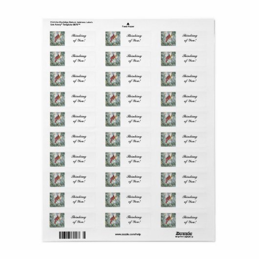 THINKING OF YOU-CARDINALS- RETURN ADDRESS LABELS (Full Sheet)