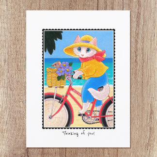 'Thinking of you' Cat & Mouse Fiets Custom Briefkaart