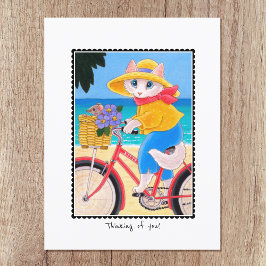 'Thinking of you' Cat & Mouse Fiets Custom Briefkaart