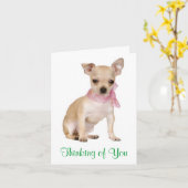 Thinking of You Chihuahua Puppy Dog Greeting Card Kaart (Gele Bloem)