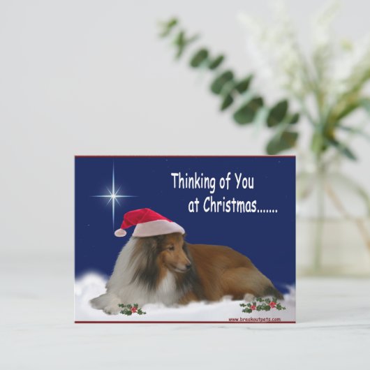 Thinking of You Christmas Postcard Feestdagenkaart (Staand voorkant)