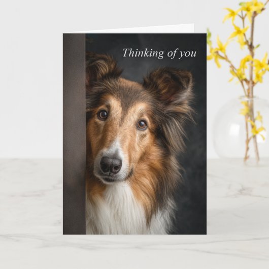 Thinking of You Collie Kaart (Gele Bloem)