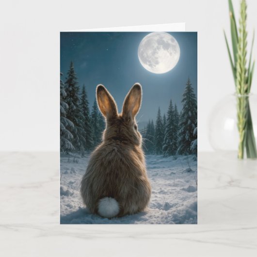 Thinking of you Cottontail Rabbit In Moonlight Kaart (Voorkant)