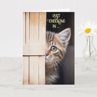 Thinking of You Cute Cute Shy Kitty Fun Kaart