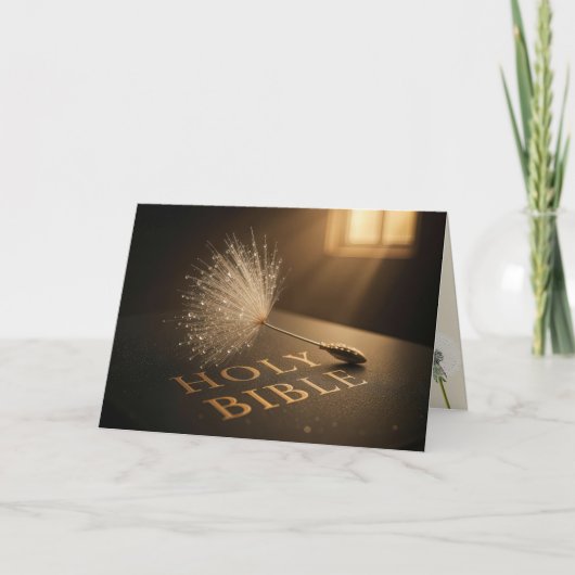 Thinking of You Dandelion Seedling On a Bible  Kaart (Voorkant)